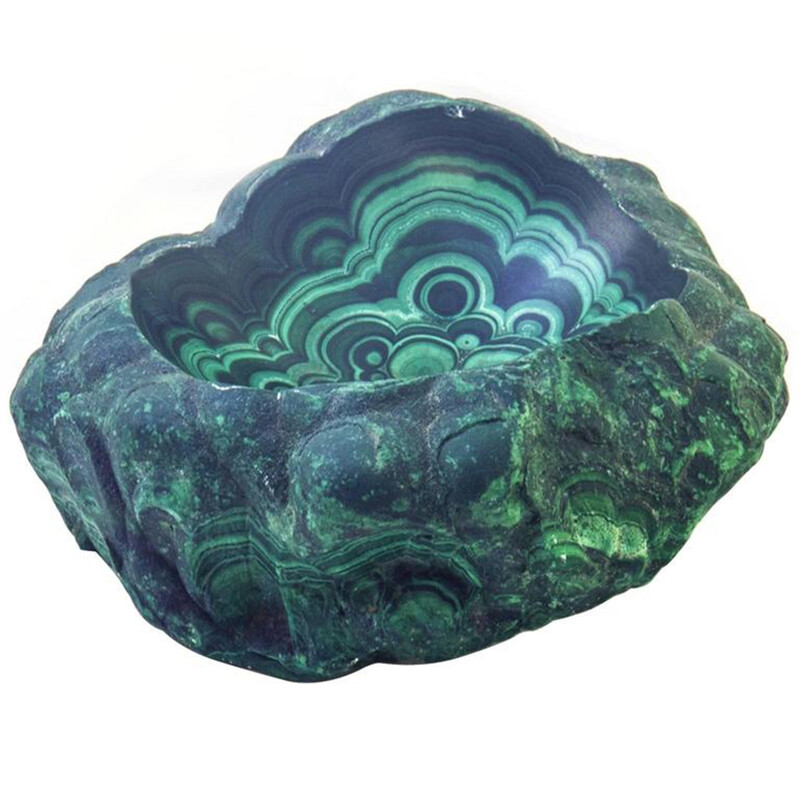 Large malachite specimen bowl - 1950s