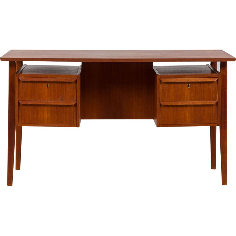 Vintage teak desk with 4 drawers, Denmark 1960s