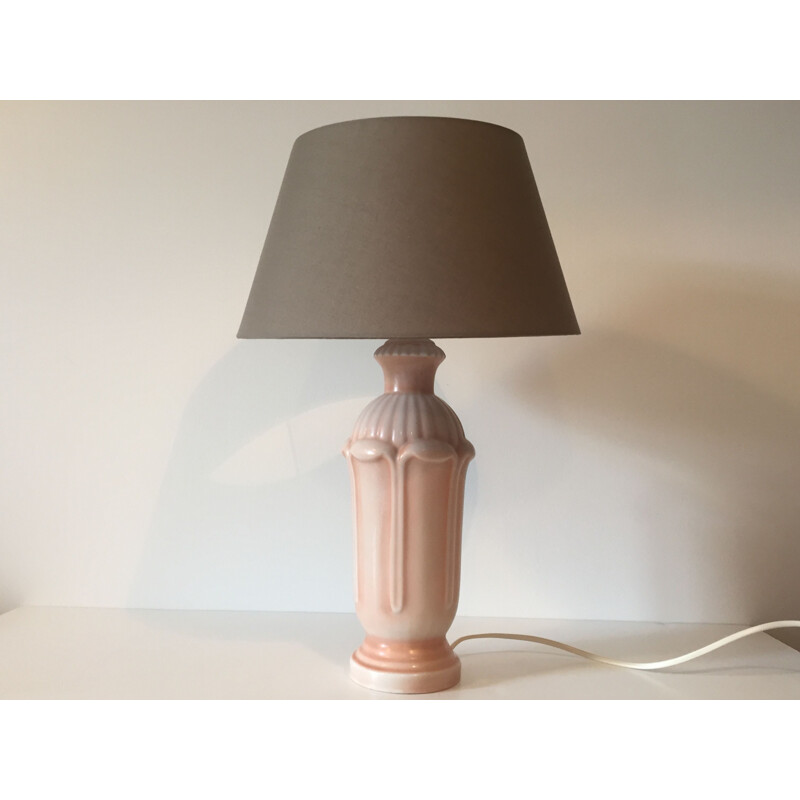 Lampe vintage en céramique rose, 1930