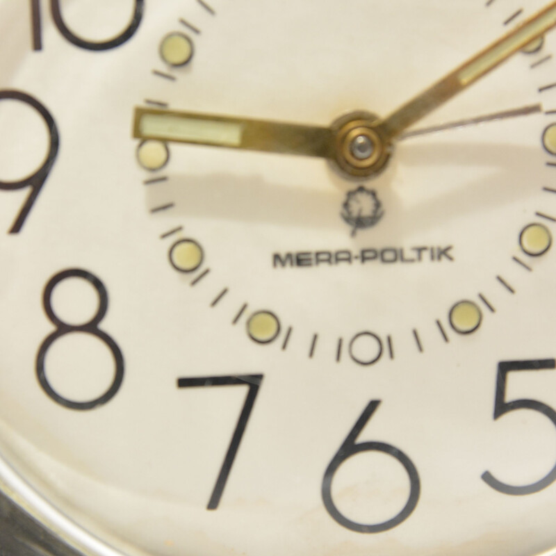 Reloj despertador mecánico vintage para Mera-Poltik, Polonia 1950