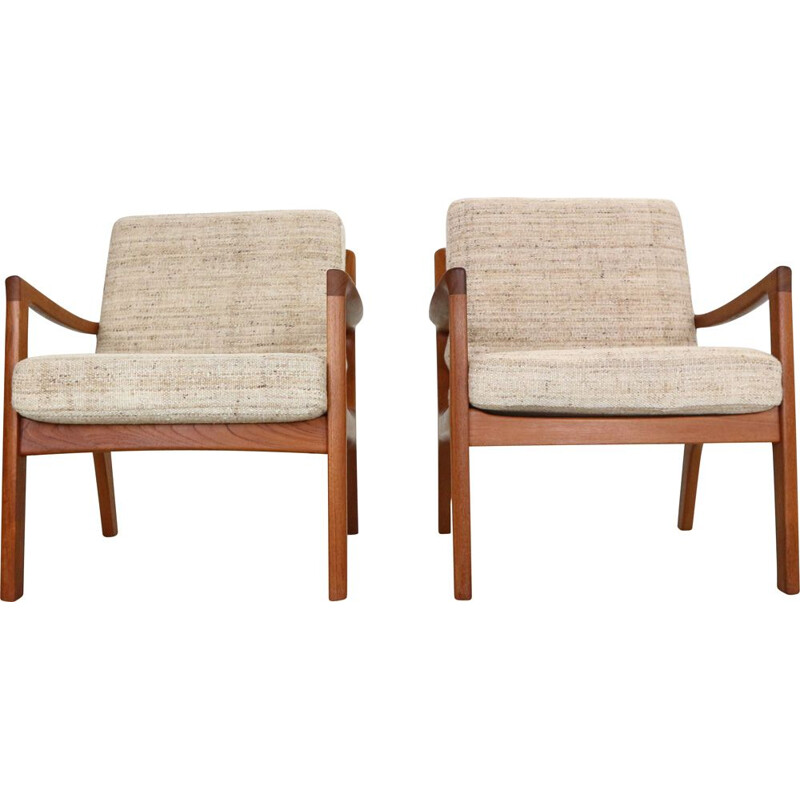 Pair of vintage teak lounge chairs by Ole Wanscher for France & Søn, Denmark 1956s