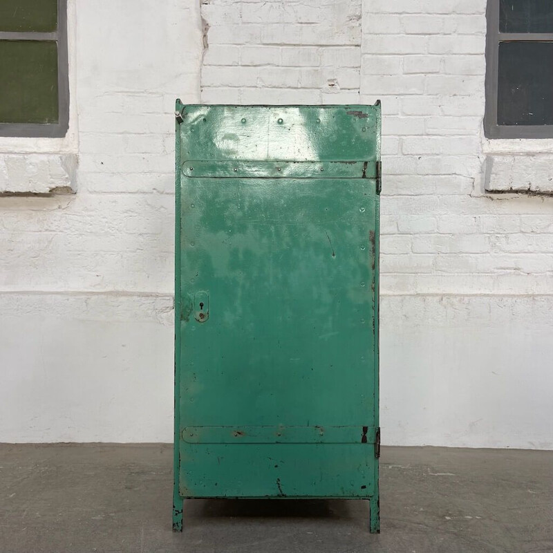 Vintage green steel cabinet, Czech Republic 1950s