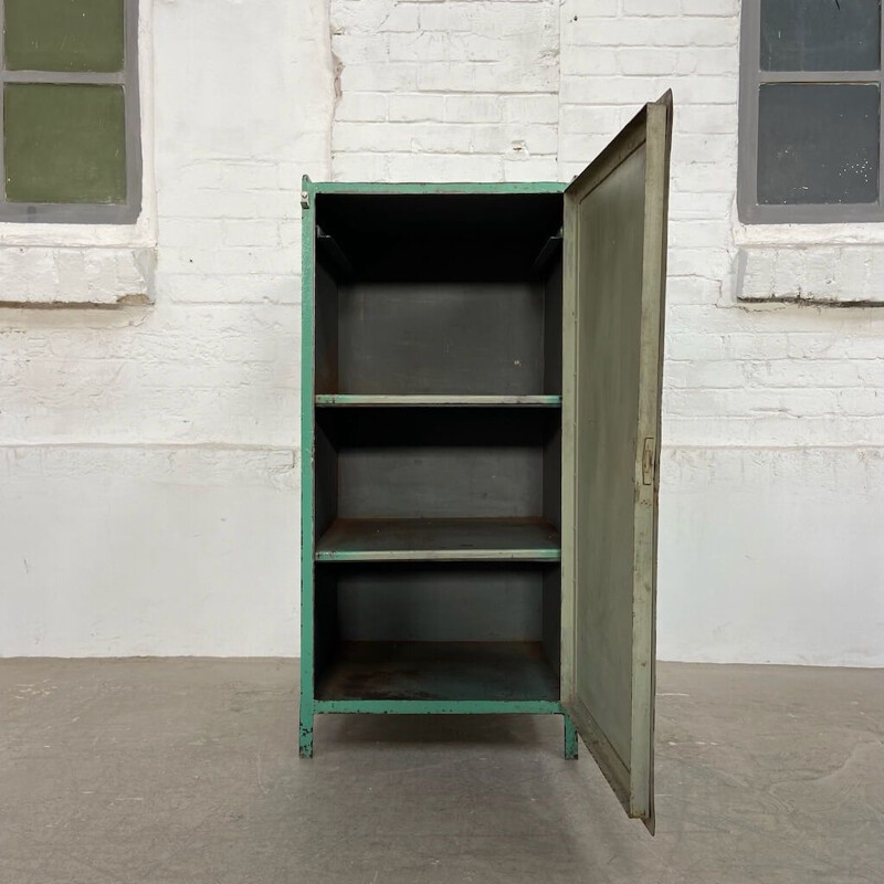 Vintage green steel cabinet, Czech Republic 1950s