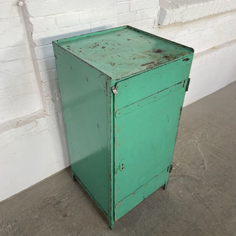 Vintage green steel cabinet, Czech Republic 1950s