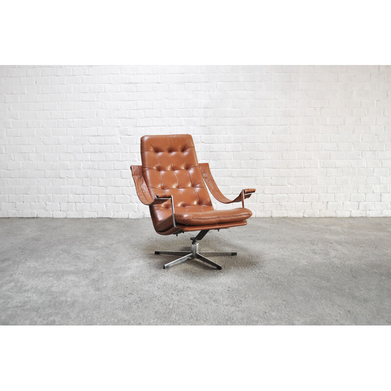 Vintage lederen fauteuil van Geoffrey Harcourt voor Artifort, Nederland 1960