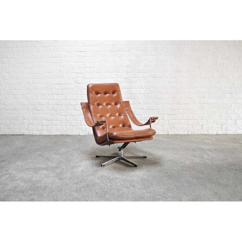 Vintage leather armchair by Geoffrey Harcourt for Artifort, Netherlands 1960s