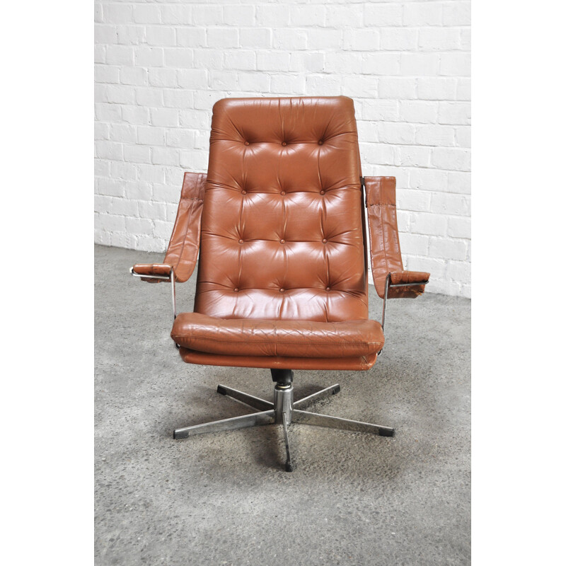 Vintage lederen fauteuil van Geoffrey Harcourt voor Artifort, Nederland 1960