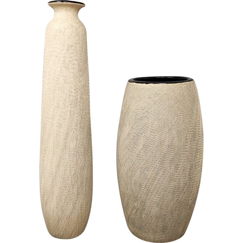 Pair of vintage ceramic vases by Deruta, Italy 1970