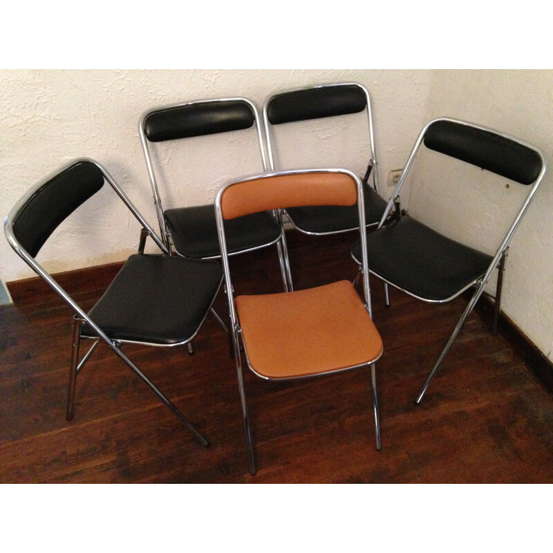 Set of 5 vintage Souvignet folding chairs, 1970