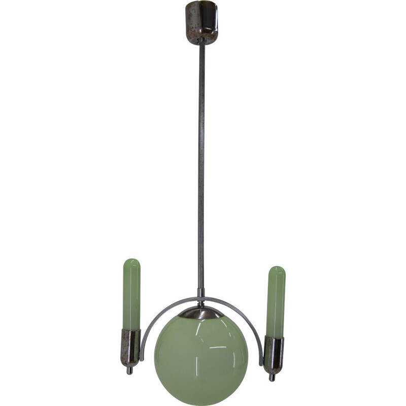 Single green "Art Deco" vintage pendant lamp, 1930s