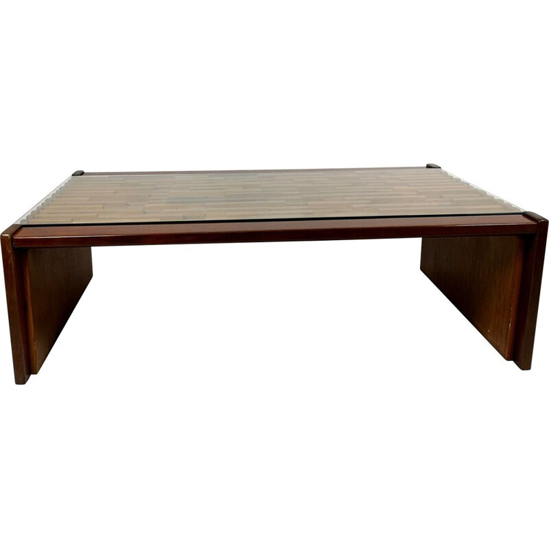 Vintage coffee table in jacaranda and teak by Percival Lafer, Brazil 1960