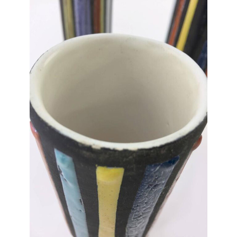 Set of 5 glasses in multicoloured ceramic - 1950s