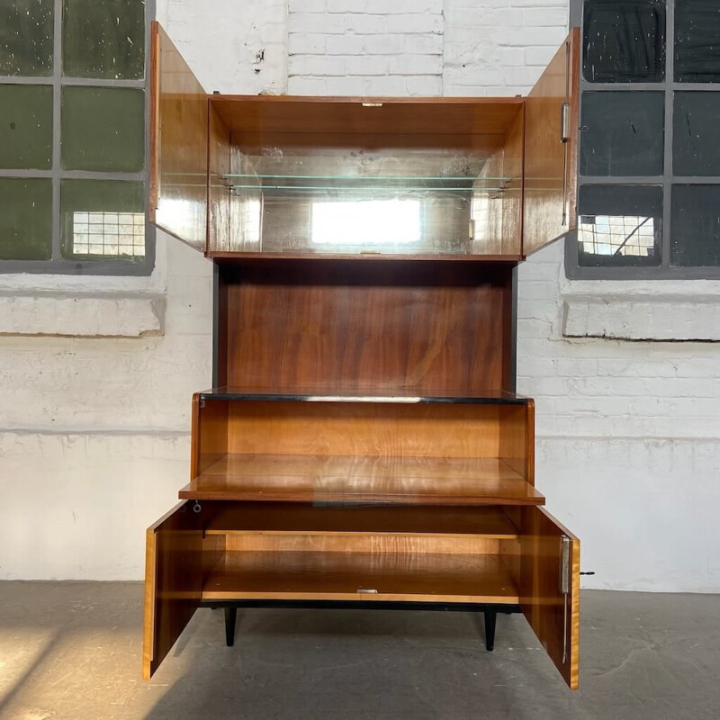 Vintage wood highboard, 1960s