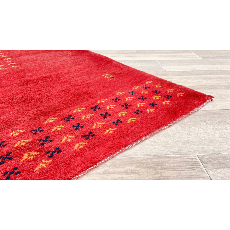 Vintage Indian woolen gabbeh rug, 1980-1990