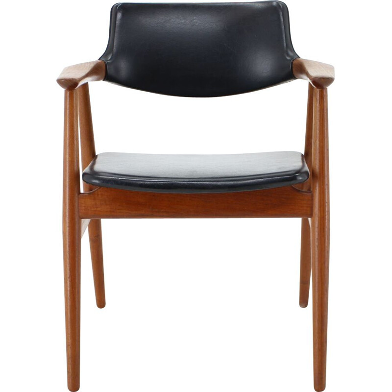 Vintage teak and leatherette armchair by Svend Åge Eriksen for Glostrup, Denmark 1960s