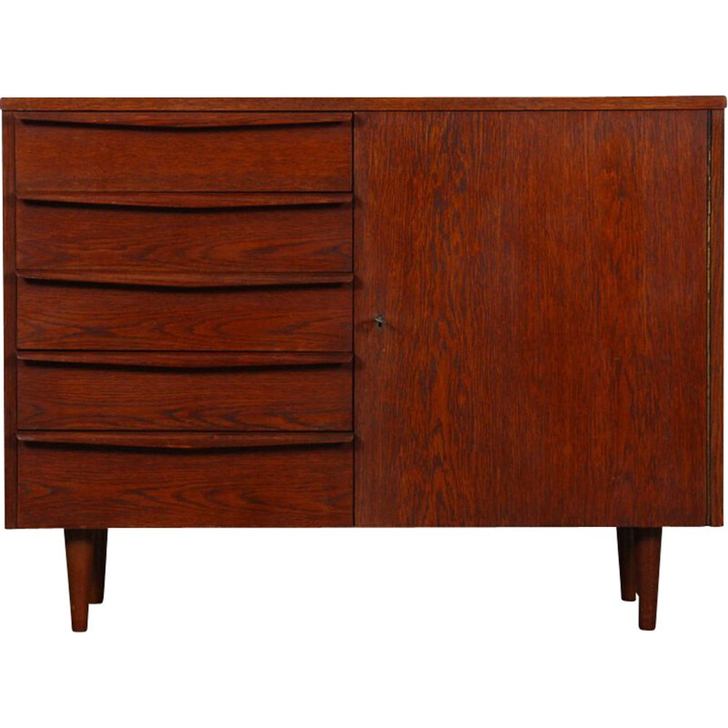 Vintage oakwood chest of drawers with a door by Drevozpracujici Podnik, 1960