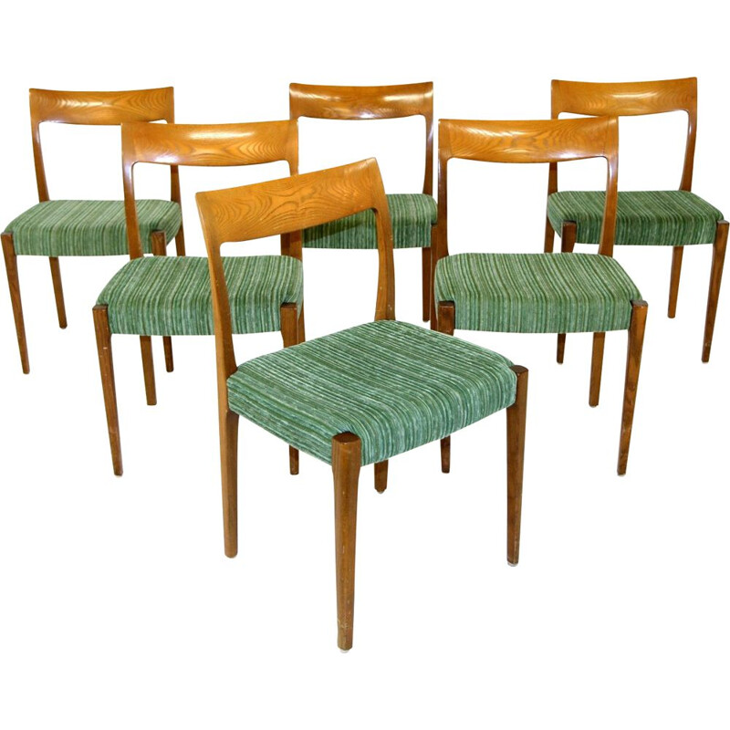 Set of 6 vintage oakwood chairs by Svegards Markaryd, Sweden 1960s