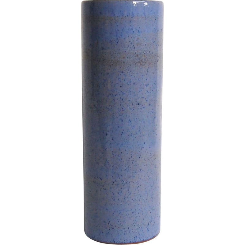 Vase rouleau vintage bleu en céramique d'Antonio Lampecco