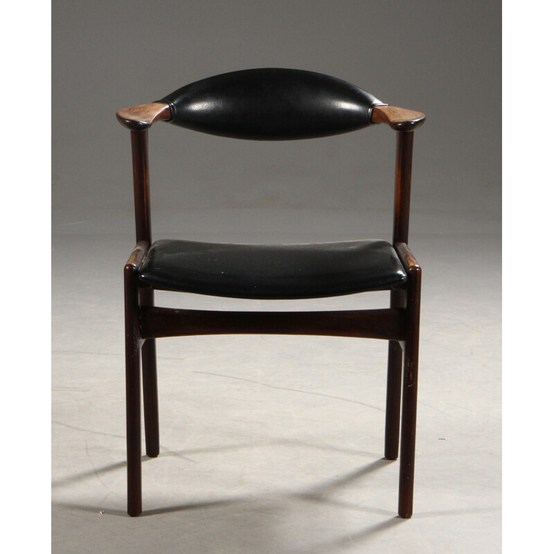 Vintage rosewood and leatherette armchair by Erik Kirkegaard for Hong Mobelfabrik, 1960s