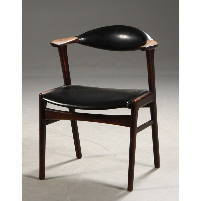 Vintage rosewood and leatherette armchair by Erik Kirkegaard for Hong Mobelfabrik, 1960s
