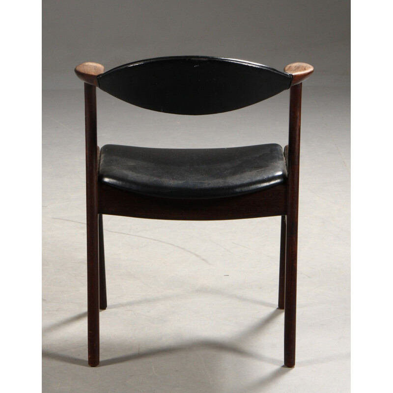 Vintage rosewood and leatherette armchair by Erik Kirkegaard for Hong Mobelfabrik, 1960s