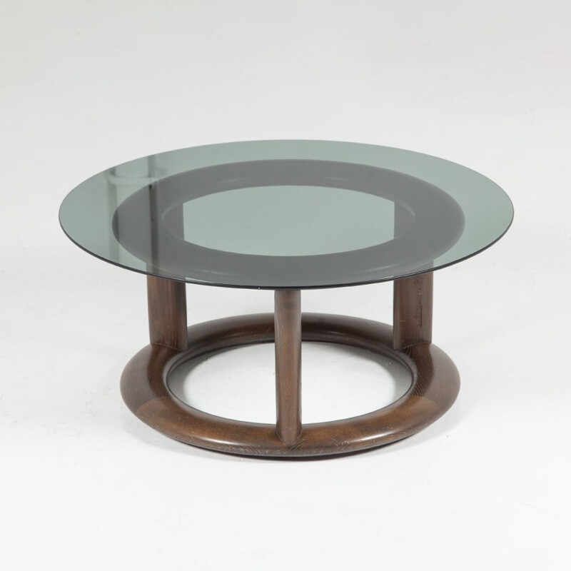 Mesa de café em vidro vintage e mogno de Burkhard Vogtherr para Rosenthal, 1970