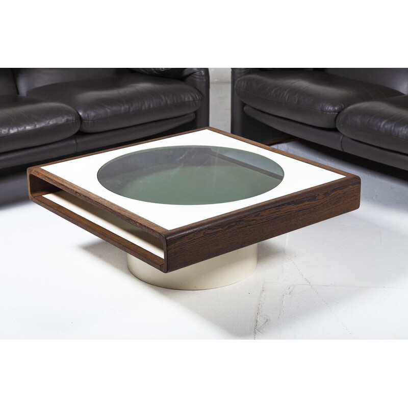 Vintage coffee table in wengé & formica with glass top by 't Spectrum, 1970s