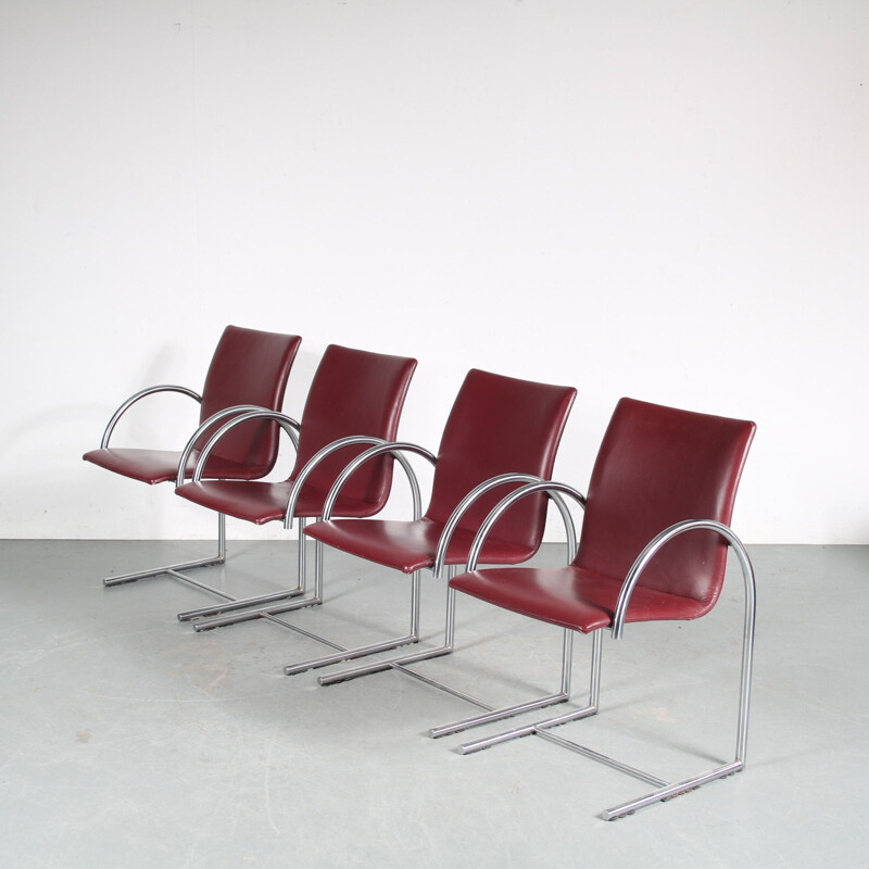 Set of 4 vintage "Cirkel" dining chairs by Karel Boonzaaijer and Pierre Mazairac for Metaform, Netherlands 1980s