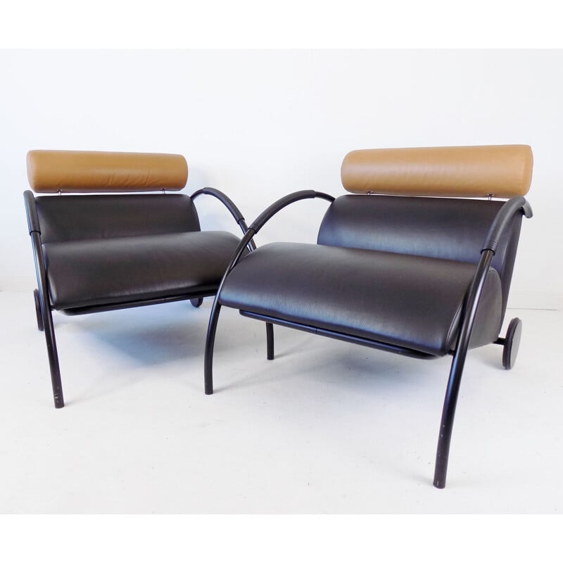 Paire de fauteuils vintage Cor Zyklus en cuir par Peter Maly
