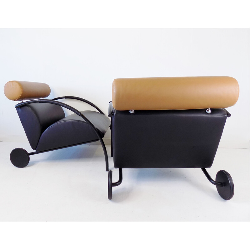 Paire de fauteuils vintage Cor Zyklus en cuir par Peter Maly
