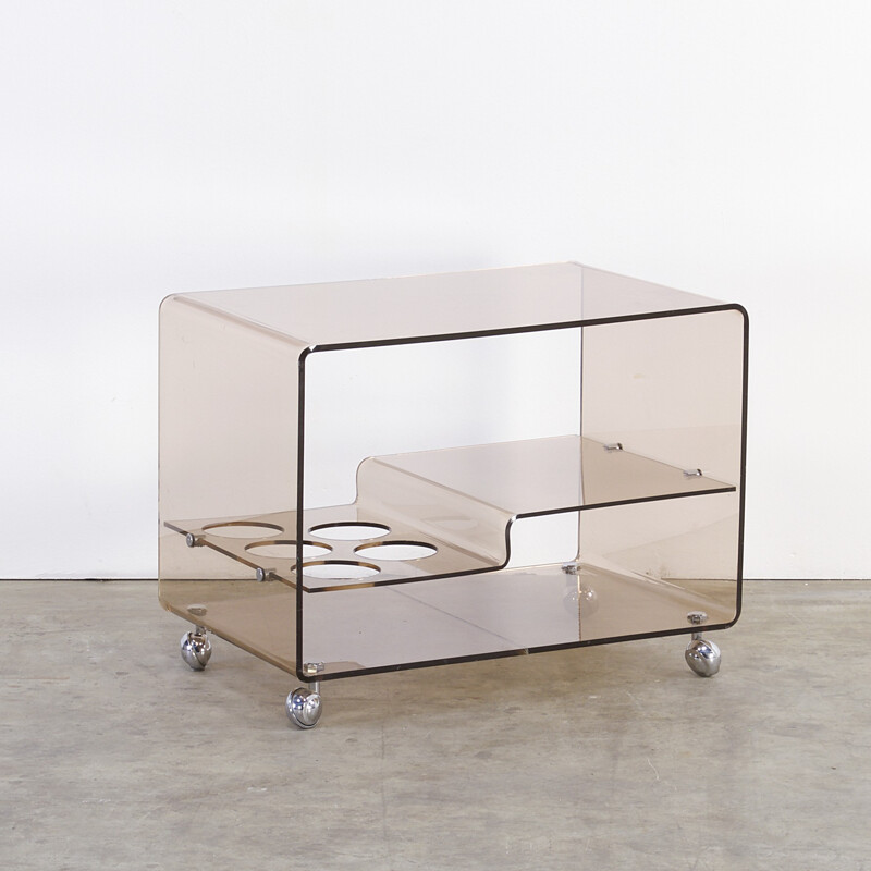 Plexiglass side trolley table, Michel DUMAS - 1960s