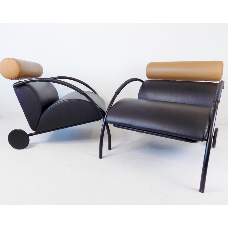 Pair of vintage Cor Zyklus leather armchairs by Peter Maly