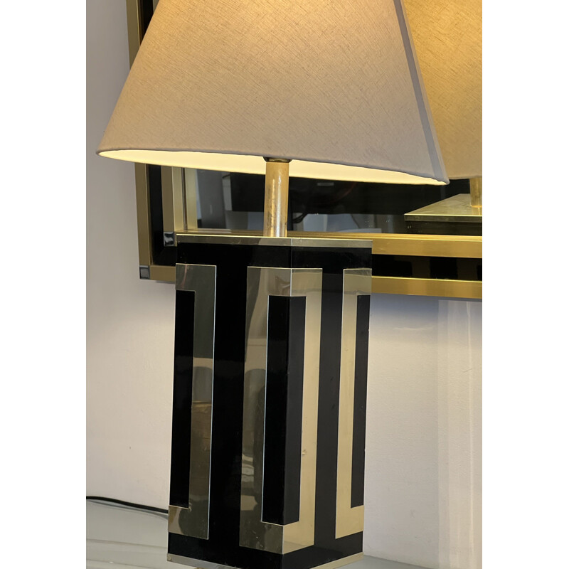 Vintage black and gold lamp, 1970