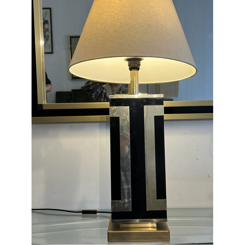 Vintage black and gold lamp, 1970