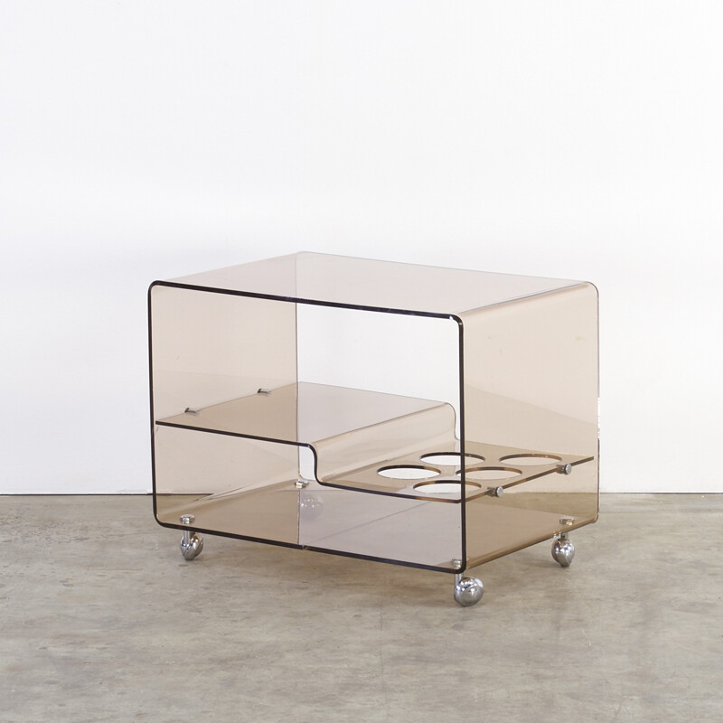 Plexiglass side trolley table, Michel DUMAS - 1960s