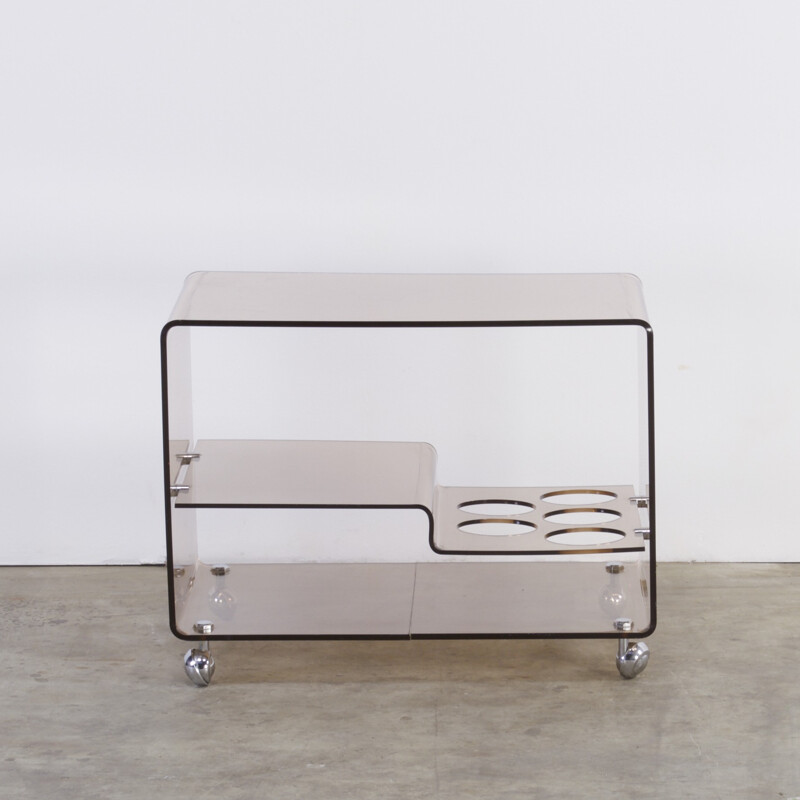 Plexiglass side trolley table, Michel DUMAS - 1960s