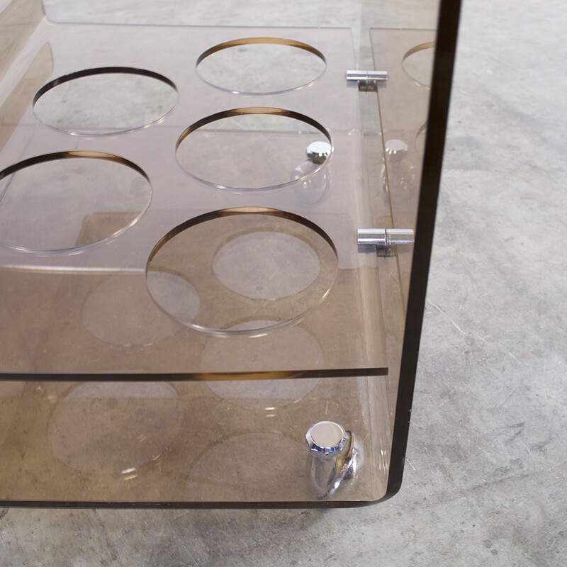 Plexiglass side trolley table, Michel DUMAS - 1960s