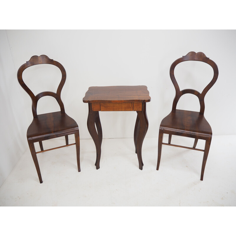 Vintage Beidermeier wooden dining set, 1850