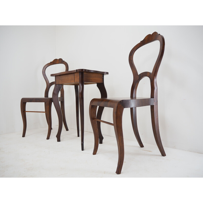 Vintage Beidermeier wooden dining set, 1850