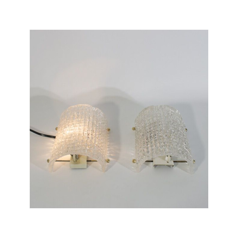 Pair of vintage glass wall lamps by J. T. Kalmar for Kalmar Franken, Austria 1950