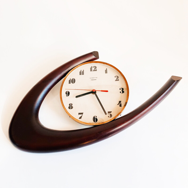 Vintage boomerang wall clock, France 1960