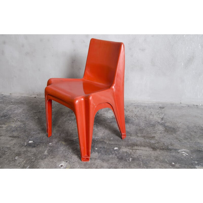 Ein Paar rote Vintage-Stühle von Helmut Bätzner für Bofinger, 1964