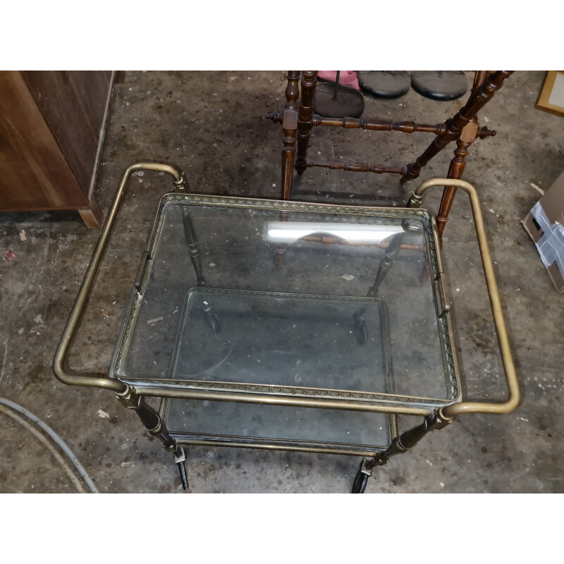 Brass and glass vintage cart