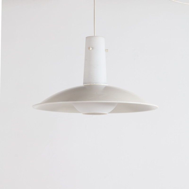 Vintage metal and milk glass pendant lamp by Anvia, 1960