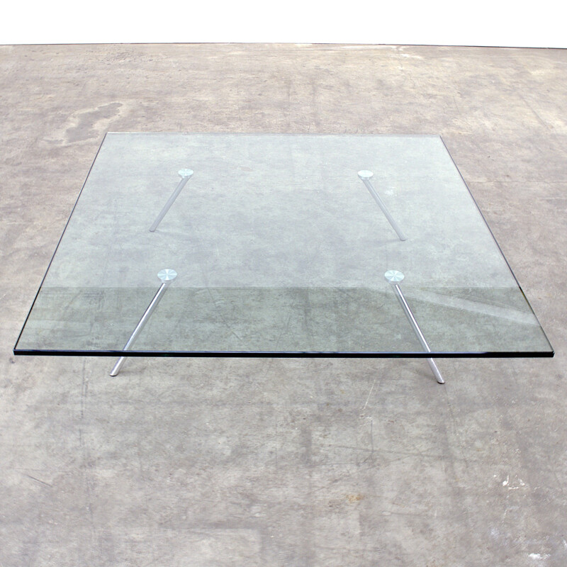 Table basse en verre et métal - 1980