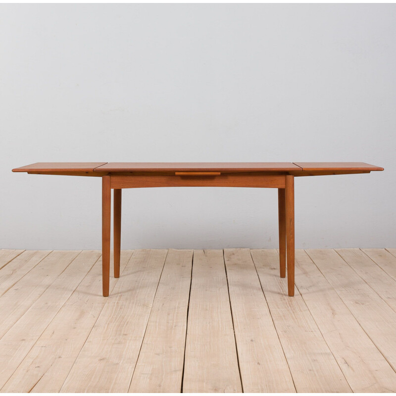 Danish vintage teak dining table with two hidden leaves, 1960s