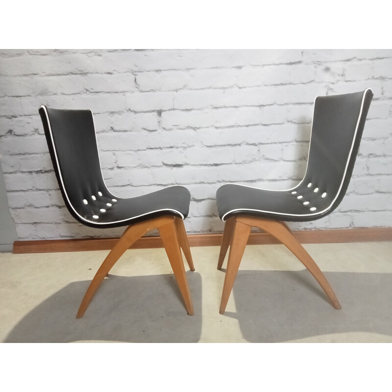 Set of 4 vintage swing dining chairs by G.J. Van Os for Van Os Culemborg, 1950s