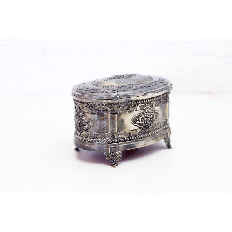 Vintage Art Nouveau silver-plated jewelry box, 1930-1940