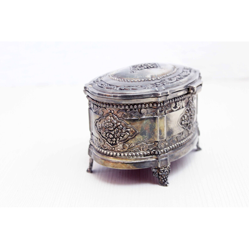 Vintage Art Nouveau silver-plated jewelry box, 1930-1940
