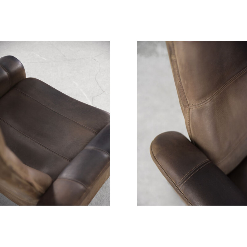 Vintage adjustable buffalo leather armchair by De Sede, Switzerland 1970s